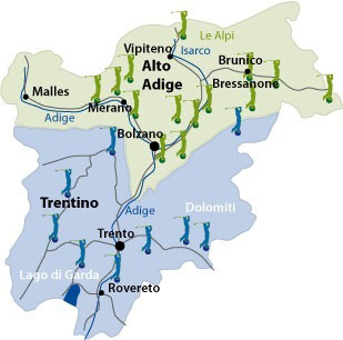 Mappa Golf Trentino